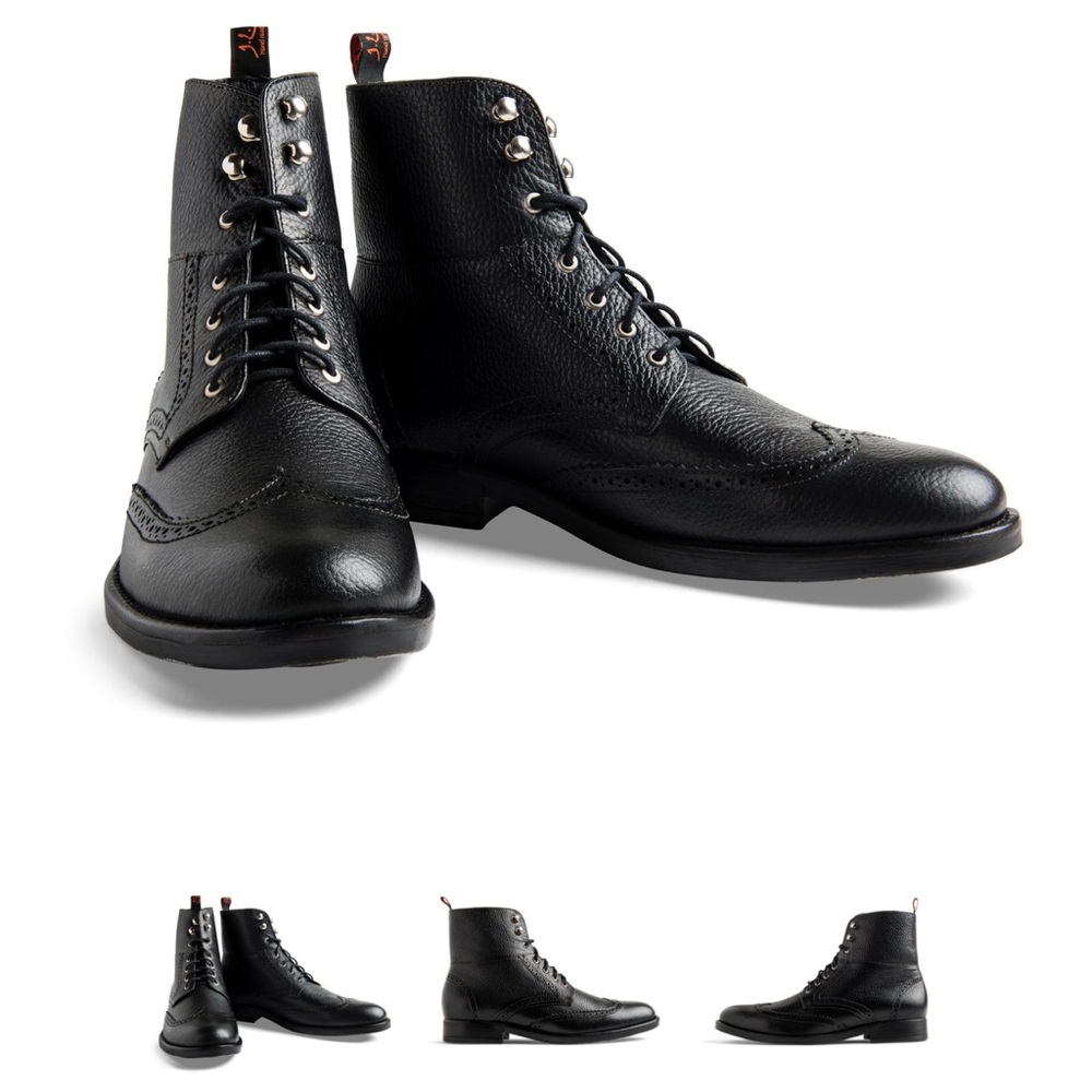 Black Leather Combat Boots Handmade in Mexico